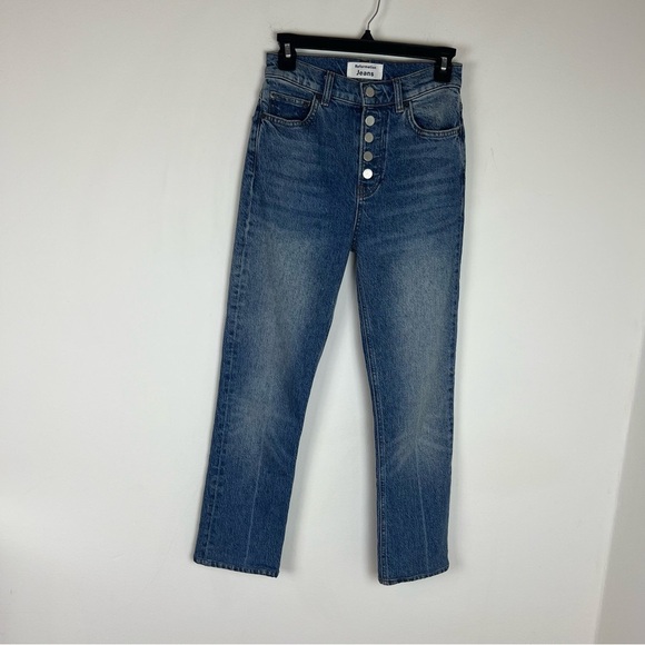 Reformation Liza High Rise Exposed Button Fly Straight Denim Jeans In Malta Wash - Picture 2 of 5